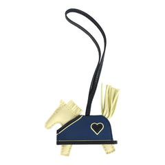 Hermes Rodeo Robeo Coeur Charm PM Jaune Milton, Bleu Nuit and Bleu Tie Milo Lambskin