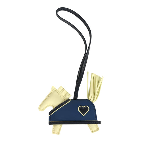 Hermes Rodeo Robeo Coeur Charm PM Jaune Milton, Bleu Nuit and Bleu Tie Milo Lambskin