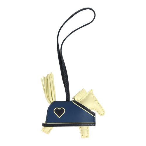 Hermes Rodeo Robeo Coeur Charm PM Jaune Milton, Bleu Nuit and Bleu Tie Milo Lambskin