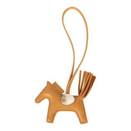 Hermes Rodeo Bag Charm PM Sesame Touch Milo Lambskin and Himalaya Matte Niloticus Crocodile