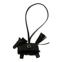 Hermes Rodeo Robeo Plush Charm PM Black Milo Lambskin and Wool Palladium Hardware