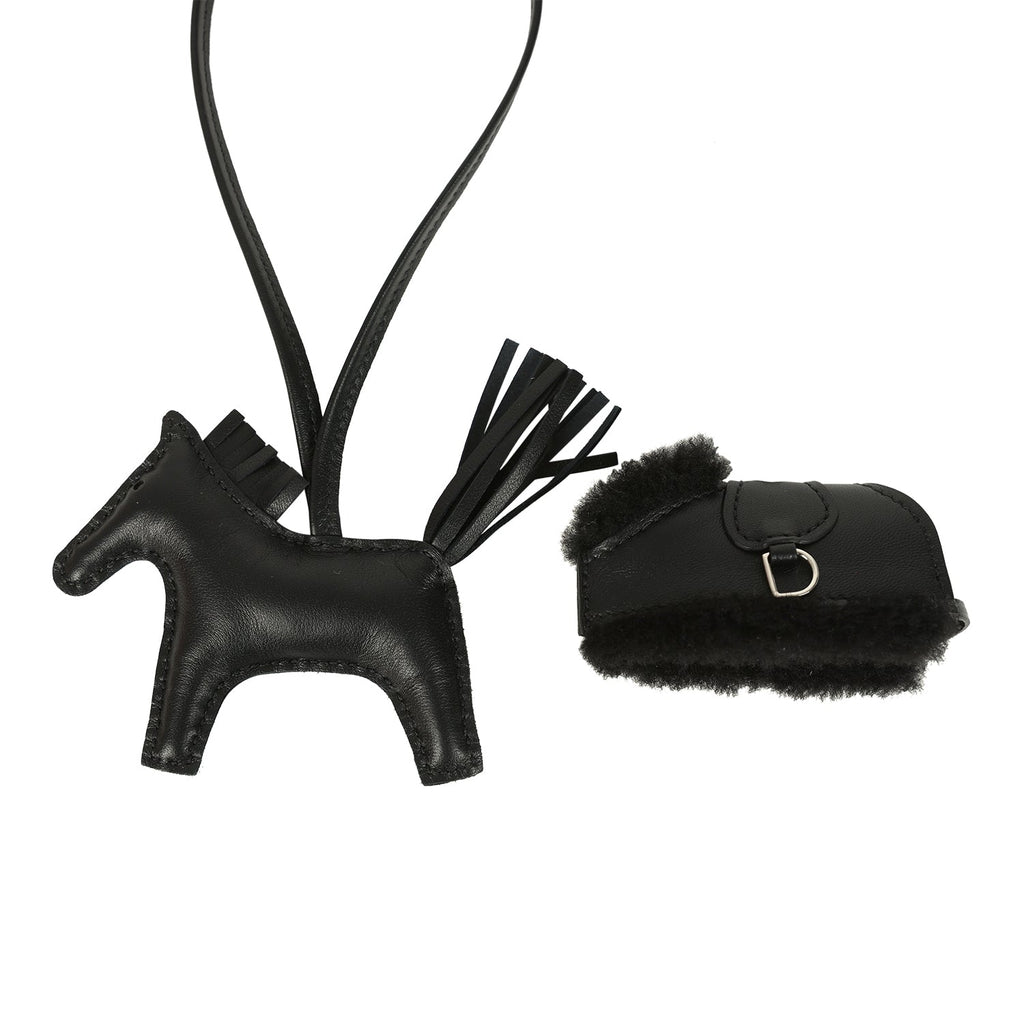Hermes Rodeo Robeo Plush Charm PM Black Milo Lambskin and Wool Palladi