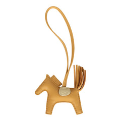 Hermes Rodeo Bag Charm PM Paille Milo Lambskin and Vanille Matte Alligator Touch