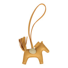 Hermes Rodeo Bag Charm PM Paille Milo Lambskin and Vanille Matte Alligator Touch