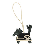 Hermes Rodeo Robeo 24 Charm PM Vert Mangrove, Craie, Black Milo Lambskin - Thumbnail View 1