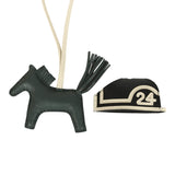 Hermes Rodeo Robeo 24 Charm PM Vert Mangrove, Craie, Black Milo Lambskin - Thumbnail View 3