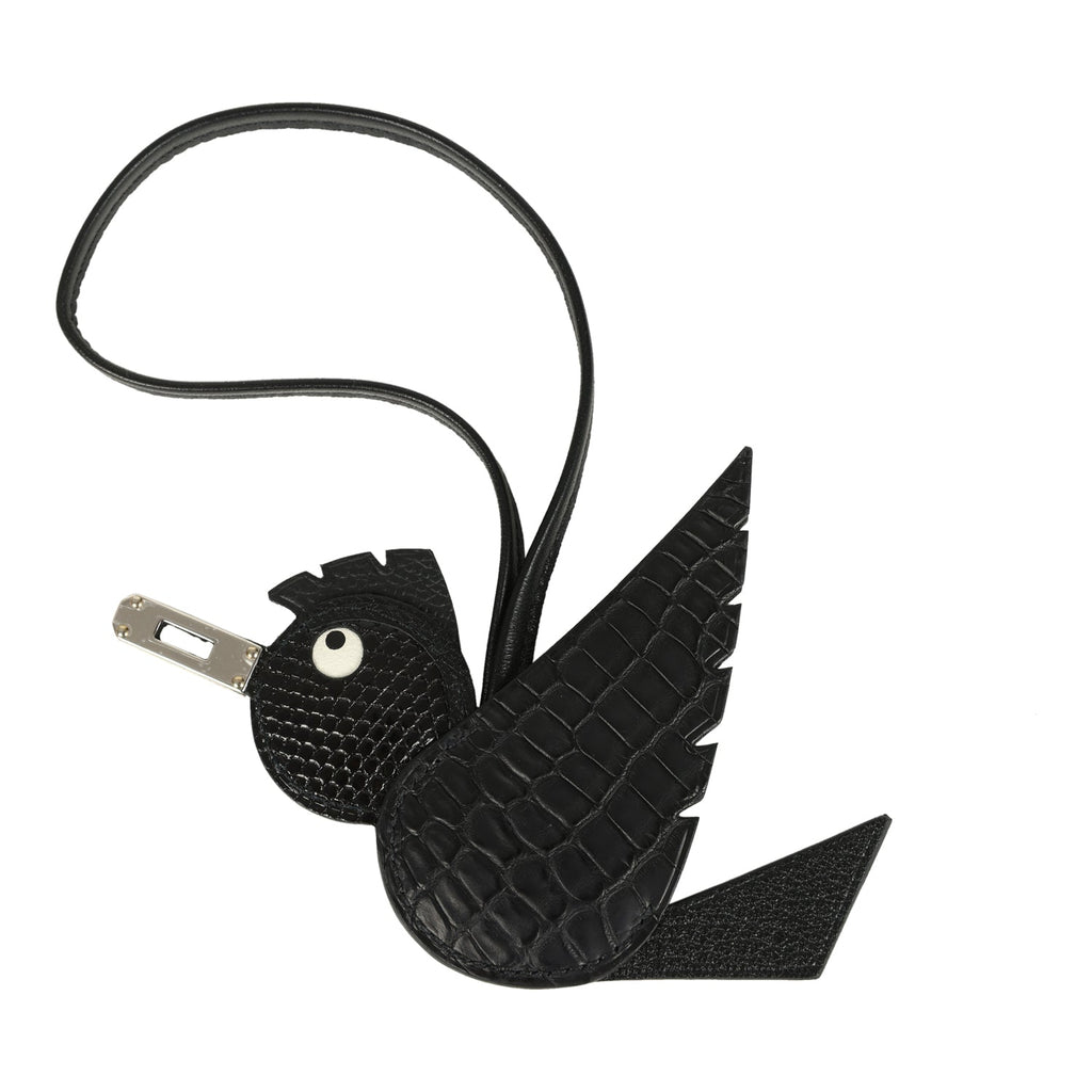 Hermes Birdy Charm Black Matte Alligator & Lizard Niloticus Touch, Che