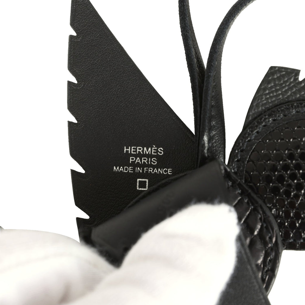 Hermes Birdy Charm Black Matte Alligator & Lizard Niloticus Touch, Che