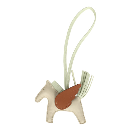 Hermes Pegase Rodeo Bag Charm PM Vert Fizz, Craie & Gold Milo Lambskin