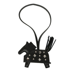 Hermes Rodeo Rock Bag Charm PM Black Milo Lambskin Palladium Hardware