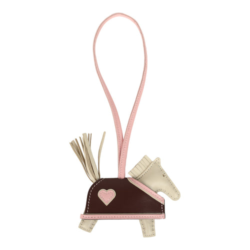 Hermes Rodeo Robeo Coeur Charm PM Craie, Rose Sakura & Terre Milo Lambskin
