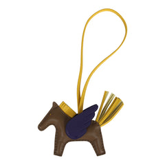 Hermes Pegase Rodeo Bag Charm PM Etoupe, Jaune De Naples, Purple Milo Lambskin