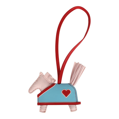 Hermes Rodeo Robeo Coeur Charm PM Rose Darling, Bleu Celeste & Rouge Radieux Milo Lambskin