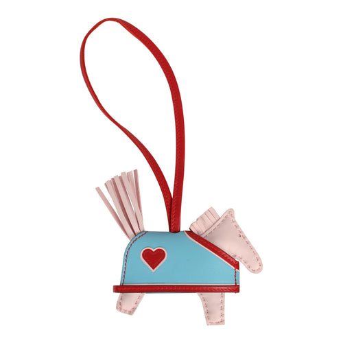 Hermes Rodeo Robeo Coeur Charm PM Rose Darling, Bleu Celeste & Rouge Radieux Milo Lambskin