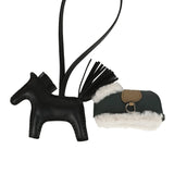 Hermes Rodeo Robeo Plush Charm PM Black, Beige Marfa, Vert Mangrove Milo Lambskin and Ecru Merino Wool Palladium Hardware - Thumbnail View 3