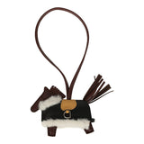 Hermes Rodeo Robeo Plush Charm PM Terre, Sesame, Black Milo Lambskin and Ecru Merino Wool Palladium Hardware - Thumbnail View 1