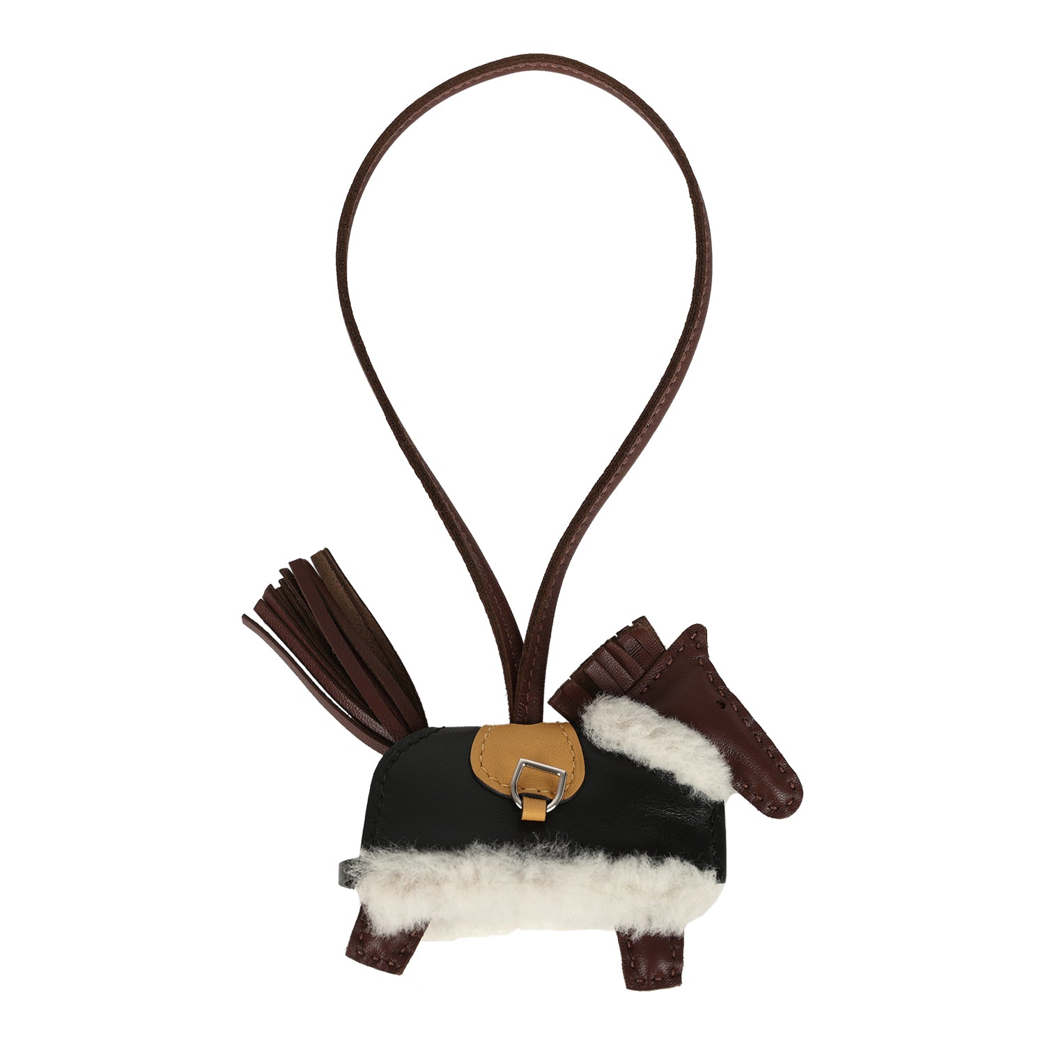 Hermes Rodeo Robeo Hermes Rodeo Robeo Plush Charm PM Terre, Sesame, Black Milo Lambskin a
