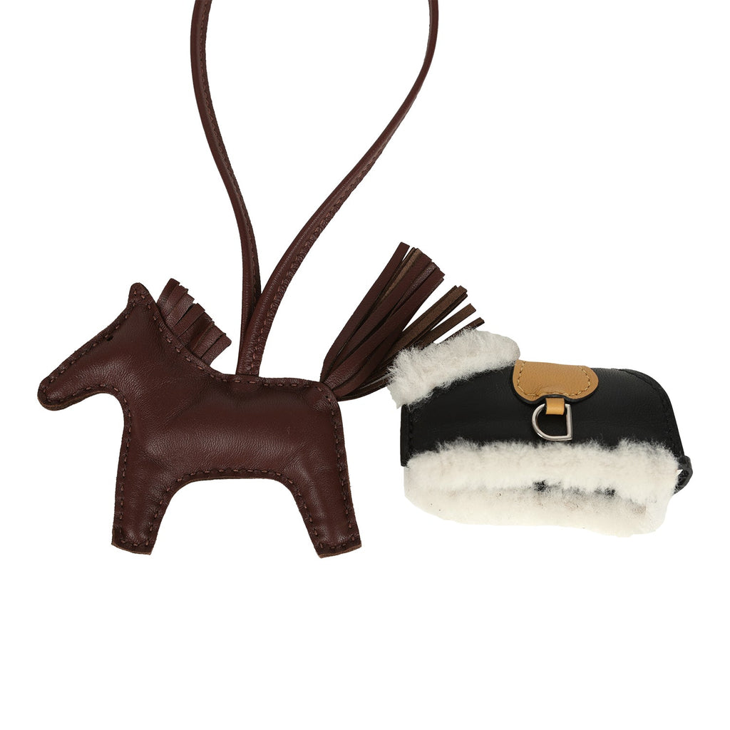 Hermes Rodeo Robeo Hermes Rodeo Robeo Plush Charm PM Terre, Sesame, Black Milo Lambskin a
