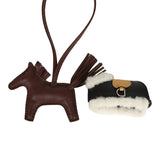 Hermes Rodeo Robeo Plush Charm PM Terre, Sesame, Black Milo Lambskin and Ecru Merino Wool Palladium Hardware - Thumbnail View 3