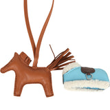 Hermes Rodeo Robeo Plush Charm PM Gold, Celeste, Terre Milo Lambskin and Ecru Merino Wool Palladium Hardware - Thumbnail View 3