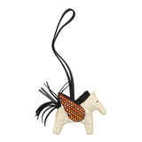 Custom Hermes Multi Bedazzled Pegase Rodeo Bag Charm PM Craie, Black, Rouge H Milo Lambskin - Thumbnail View 2