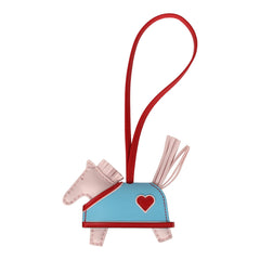 Hermes Rodeo Robeo Coeur Charm PM Rose Darling, Bleu Celeste & Rouge Radieux Milo Lambskin