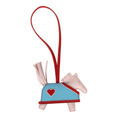 Hermes Rodeo Robeo Coeur Charm PM Rose Darling, Bleu Celeste & Rouge Radieux Milo Lambskin