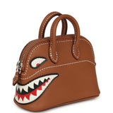 Hermes Mini Bolide Shark Bag Charm Gold and White Swift Palladium Hardware - Thumbnail View 5