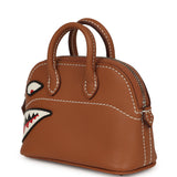 Hermes Mini Bolide Shark Bag Charm Gold and White Swift Palladium Hardware - Thumbnail View 4