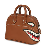 Hermes Mini Bolide Shark Bag Charm Gold and White Swift Palladium Hardware - Thumbnail View 2