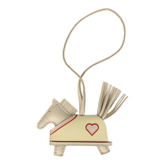 Hermes Rodeo Robeo Coeur Charm PM Craie, Jaune Milton & Rouge Radieux Milo Lambskin