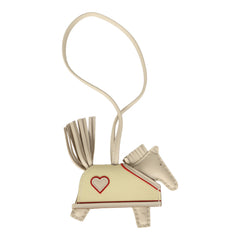Hermes Rodeo Robeo Coeur Charm PM Craie, Jaune Milton & Rouge Radieux Milo Lambskin
