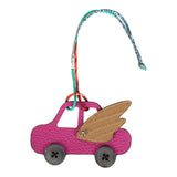 Hermes Petit H Winged Car Bag Charm Rose Pourpre Togo, Chai Alligator - Thumbnail View 1