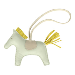 Hermes Rodeo Bag Charm MM Vert Fizz, Lime, Craie Milo Lambskin
