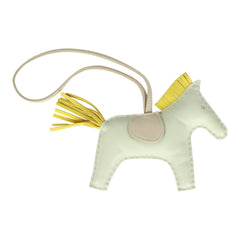 Hermes Rodeo Bag Charm MM Vert Fizz, Lime, Craie Milo Lambskin