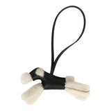 Hermes Budy Charm Black Milo Lambskin and Ecru Merino Sheepskin - Thumbnail View 1