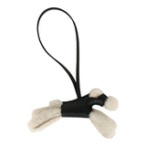 Hermes Budy Charm Black Milo Lambskin and Ecru Merino Sheepskin - Thumbnail View 3