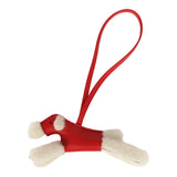Hermes Budy Charm Rouge Radieux Milo Lambskin and Ecru Merino Wool - Thumbnail View 1