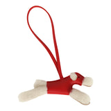 Hermes Budy Charm Rouge Radieux Milo Lambskin and Ecru Merino Wool - Thumbnail View 2