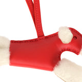 Hermes Budy Charm Rouge Radieux Milo Lambskin and Ecru Merino Wool - Thumbnail View 3