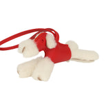 Hermes Budy Charm Rouge Radieux Milo Lambskin and Ecru Merino Wool - Thumbnail View 4