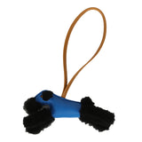 Hermes Budy Charm Bleu Hydra, Sesame, Black Milo Lambskin and Merino Wool - Thumbnail View 1