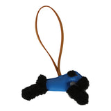 Hermes Budy Charm Bleu Hydra, Sesame, Black Milo Lambskin and Merino Wool - Thumbnail View 3