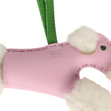 Hermes Budy Bag Charm Mauve Sylvestre, Vert Yucca and Ecru Milo Lambskin and Merino Wool - Thumbnail View 4