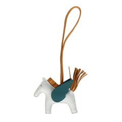 Hermes Rodeo Bag Charm PM Bleu Brume, Sesame, Vert Bosphore Milo Lambskin