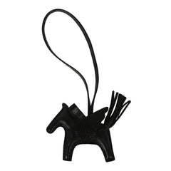 Hermes Pegase Rodeo Bag Charm PM Black Milo Lambskin, Varanus Niloticus Lizard Touch