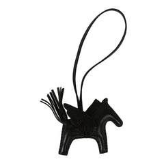 Hermes Pegase Rodeo Bag Charm PM Black Milo Lambskin, Varanus Niloticus Lizard Touch