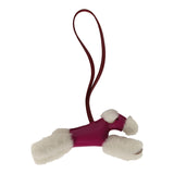 Hermes Budy Charm Ecru, Rose Pourpre, Rouge Grenat Milo Lambskin and Merino Wool - Thumbnail View 2