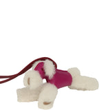 Hermes Budy Charm Ecru, Rose Pourpre, Rouge Grenat Milo Lambskin and Merino Wool - Thumbnail View 4