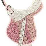 Hermes Pink Bedazzled Paddock Saddle Bag Charm Rose Sakura, White Swift Palladium Hardware - Thumbnail View 2